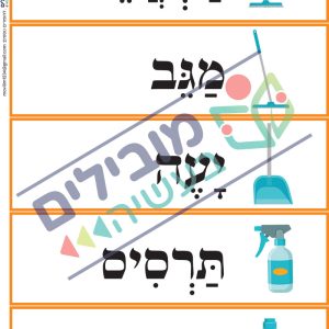 כרטיסי מילים חומרי ניקוי